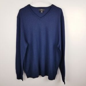 Daniel Bishop Navy Blue 100% Extra Fine Merino Woold V-Neck Sweater
